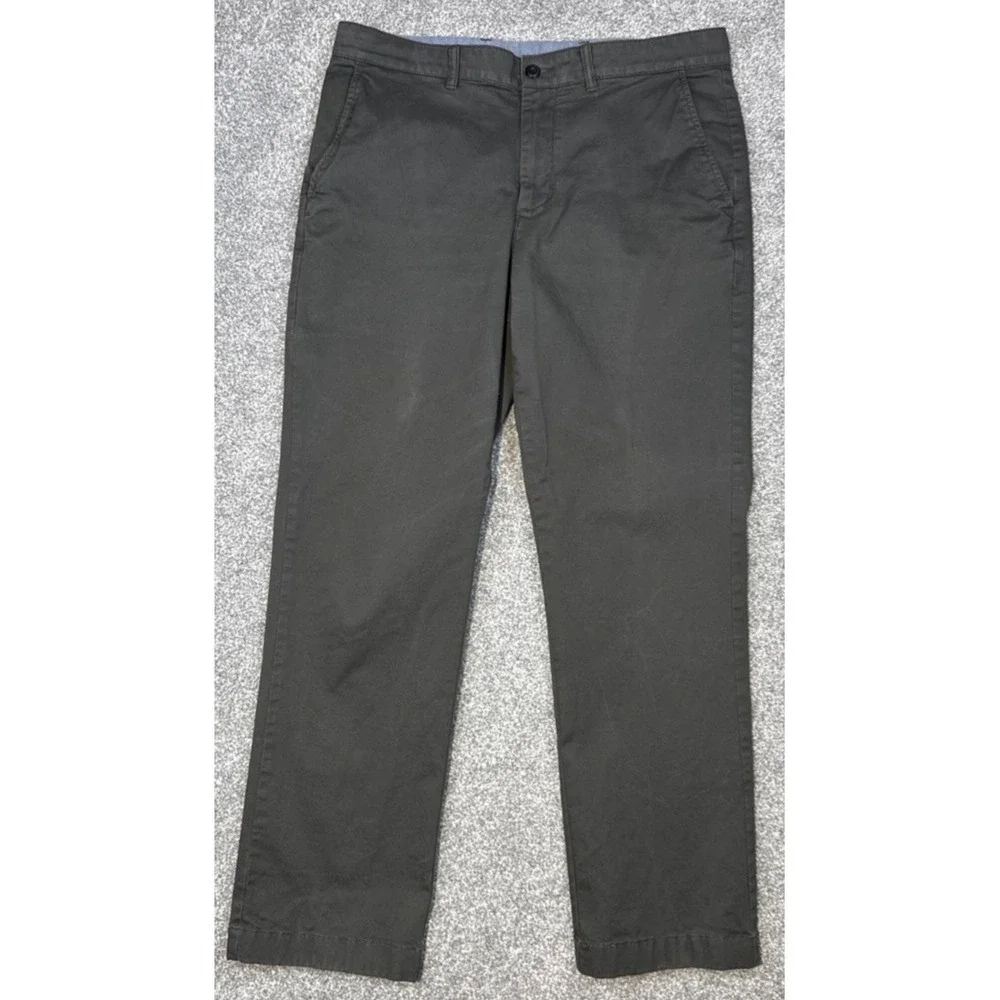 L.L.Bean Chino‎ Pants Men's 35x30 Gray Standard Fit Stretch Work Casual
